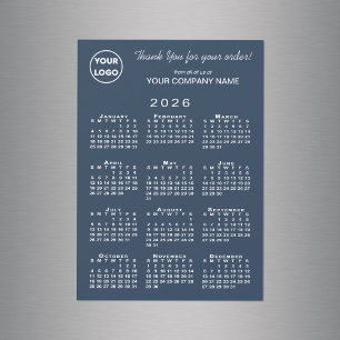 Business Logotyp Tack 2026 Calendar Navy Magnet