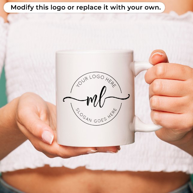 Business Logotyp Typography Monogram Initialer Whi Kaffemugg (Skapare uppladdad)