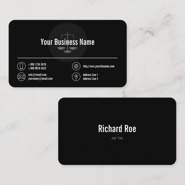 Business Logotyp White Icons Classy Black Visitkort (Fram/baksida)
