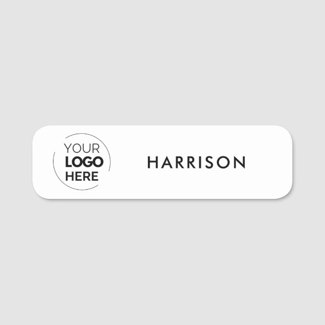 Business Logotyp White Minimalist Employee Namnbricka (Framsida)