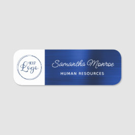 Business Logotyp White och Royal Navy Foil Namnbricka