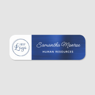 Business Logotyp White och Royal Navy Foil Namnbricka