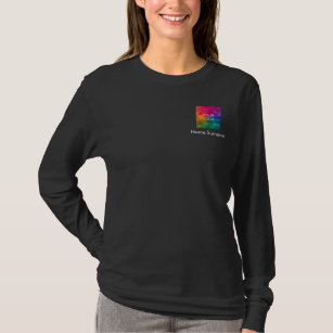 Business Logotyp Womens Dubbla Side Basic-Långärma T Shirt