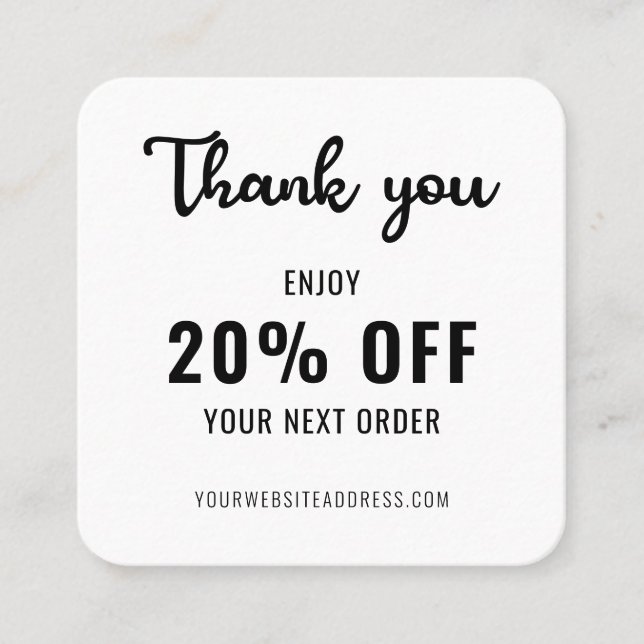 Business Loyalty Promo Elegant QR Code Black White Rabattkort (Framsida)