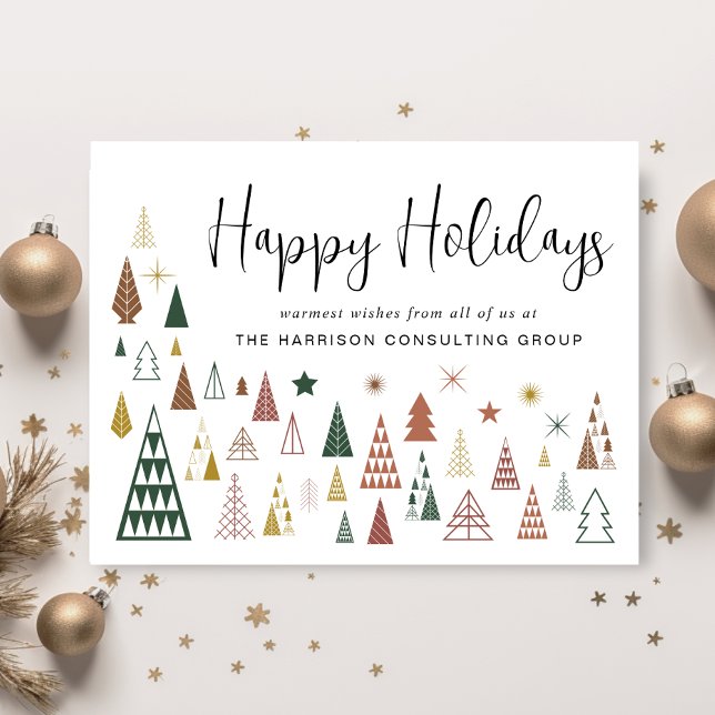 Business Minimum Modern Julgranar Corporate Julkort (Spread the joy of the season and strengthen business relationships with our stylish holiday card)