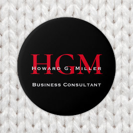 Business Modern Black Red 3 Brev Monogram-Logotyp Knapp