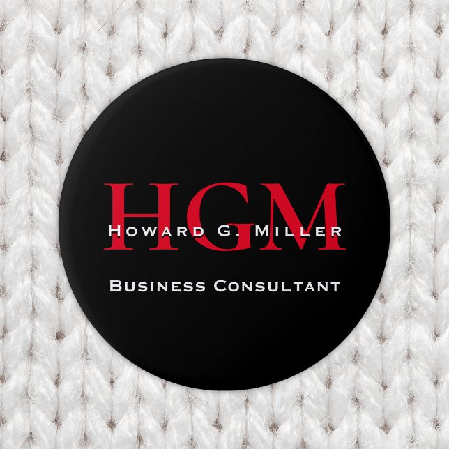 Business Modern Black Red 3 Brev Monogram-Logotyp Knapp (Skapare uppladdad)