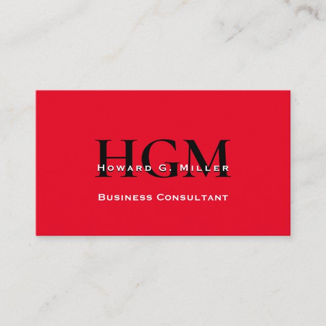 Business Modern Red Black Monogram-Logotyp Visitkort (Framsida)