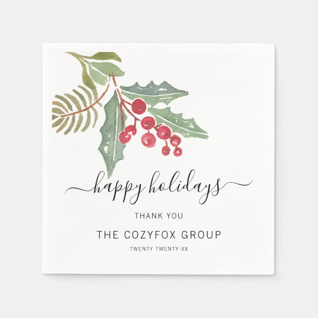 Business Modern Script Holly Berry Pappersservett (Framsidan)