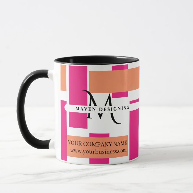 Business Monogram Feminine Rand Mönster Mugg (Vänster)