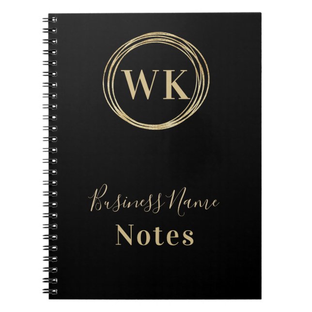 Business Monogram Logotyp Black Guld Anteckningsbok (Framsidan)