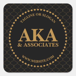 Business Monogram Logotyp Black Guld Trellis Fyrkantigt Klistermärke