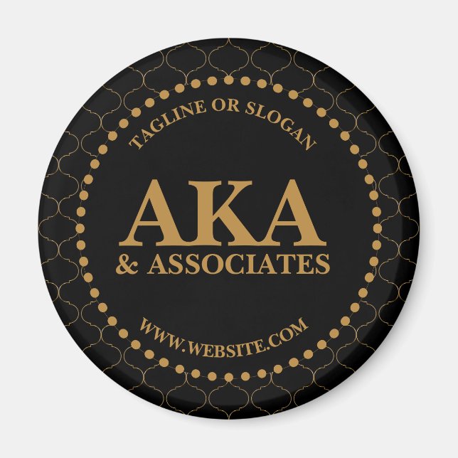 Business Monogram Logotyp Black Guld Trellis Magnet (Framsidan)