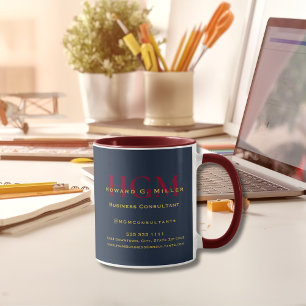 Business Monogram Logotyp Navy Red Guld-marknadsfö Mugg