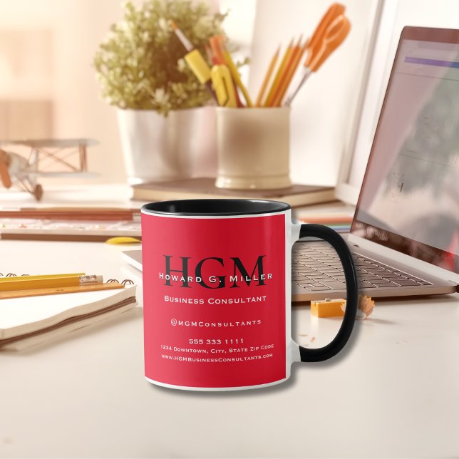 Business Monogram Logotyp Red Black White-kampanj Kaffemugg (Skapare uppladdad)