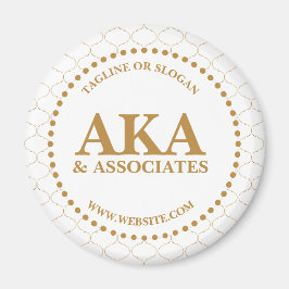 Business Monogram Logotyp White Guld Trellis Magnet