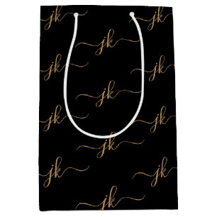 Business Monogram Script Logotyp Black Guld