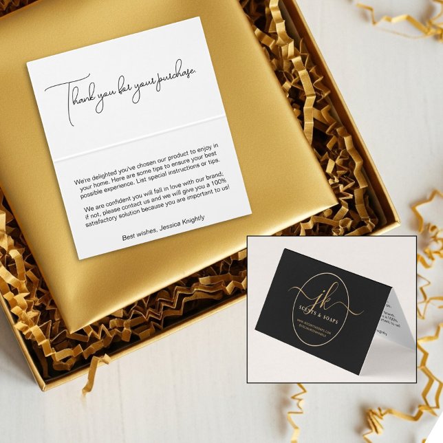 Business Monogram Script Logotyp Customer Tack Kort (Skapare uppladdad)