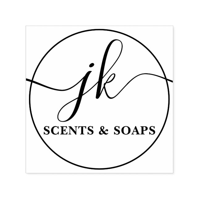 Business Monogram Script Logotyp Namn Självfärgande Stämpel (Design)