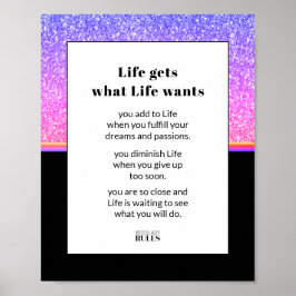 Business Motivation Rosa Blue Glitter och Black Poster