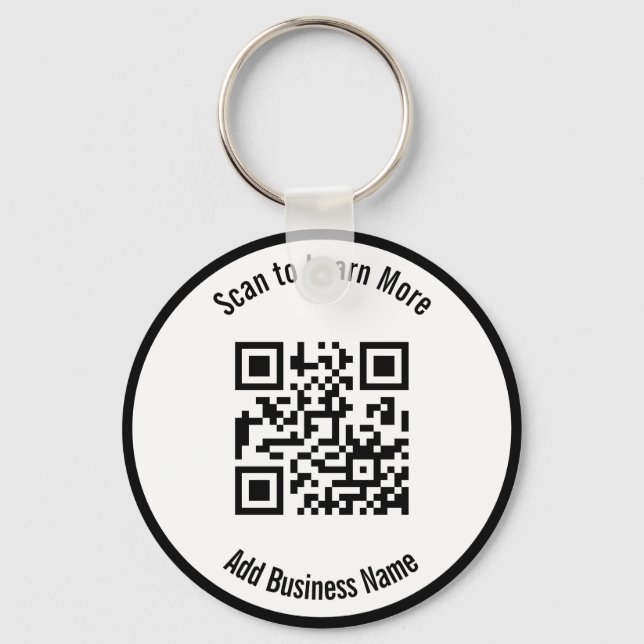 Business Name Black and White Scan QR Code Nyckelring (Framsida)