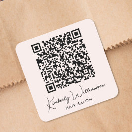 Business Name Signature Script QR Code Promotional Fyrkantigt Klistermärke