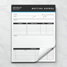Business Name Simple Meeting Agenda Notepad Anteckningsblock