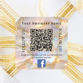 Business namn beige opal guld qr-kod Facebook Fyrkantigt Klistermärke