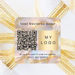 Business namn beige opal logotyp qr-kod fyrkantigt klistermärke