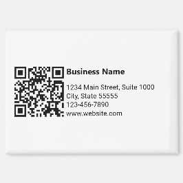 Business Namn Black White QR Code Adress Mobil Magnet