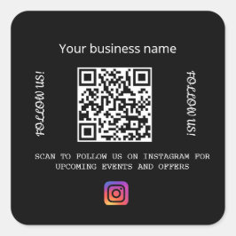 Business namn Black white qr-kodinstagram Fyrkantigt Klistermärke