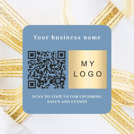 Business namn dammig blå logotyp qr-kod fyrkantigt klistermärke