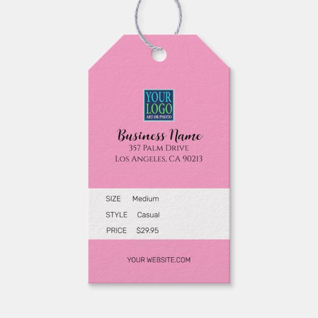 Business Namn, Logotyp Adress, Rosa Pris Märkre Presentetikett (Framsidan)