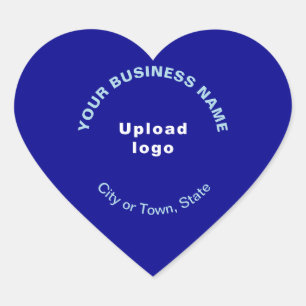 Business Namn, Logotyp, stad och stat på Blue Hjärtformat Klistermärke