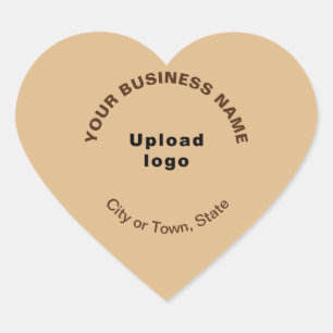 Business Namn, Logotyp, stad och stat på Light Bro Hjärtformat Klistermärke