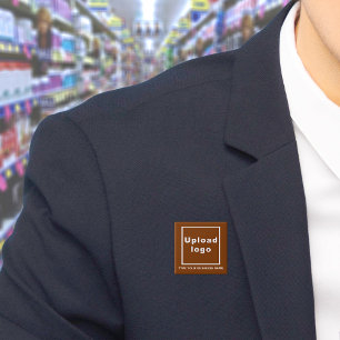 Business Namn och Logotyp Brown Square Button Knapp