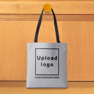 Business Namn och Logotyp on Grått Tote Bag Tygkasse