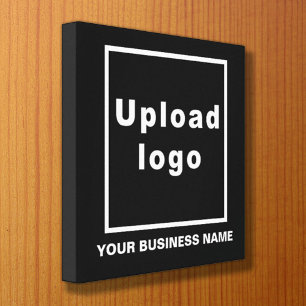Business Namn och Logotyp på Black Square Canvastryck