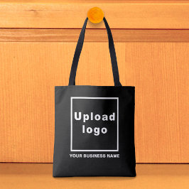 Business Namn och Logotyp på Black Tote Bag Tygkasse