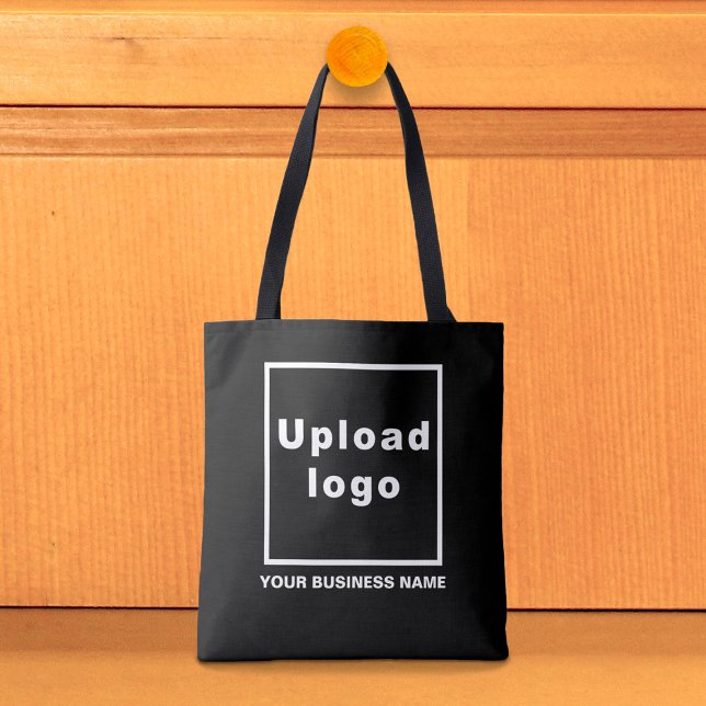 Business Namn och Logotyp på Black Tote Bag Tygkasse (Black tote bag with your business name and logo)