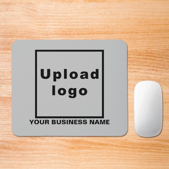 Business Namn och Logotyp på Grått Mouse Pad Musmatta (Build brand name awareness. Your business name and logo on gray mousepad.)