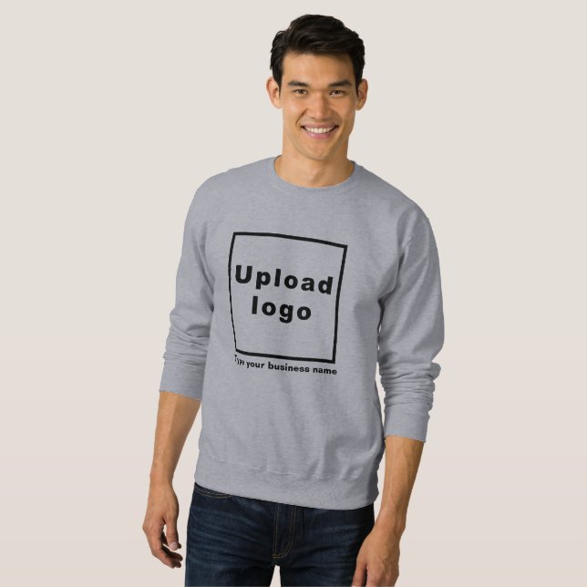 Business Namn och Logotyp på Grått Sweatshirt (Hel framsida)
