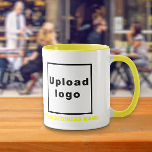 Business Namn och Logotyp på Gult Combo Mugg