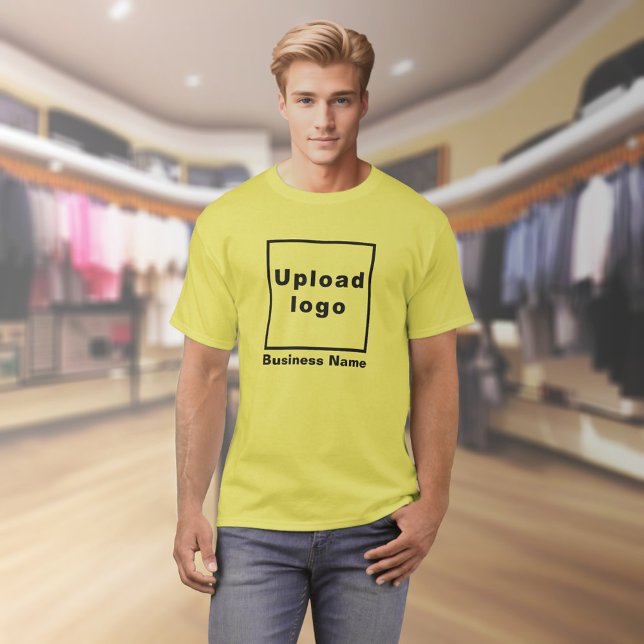 Business Namn och Logotyp på Gult T-Shirt (Yellow t-shirt with your business name and logo on model)