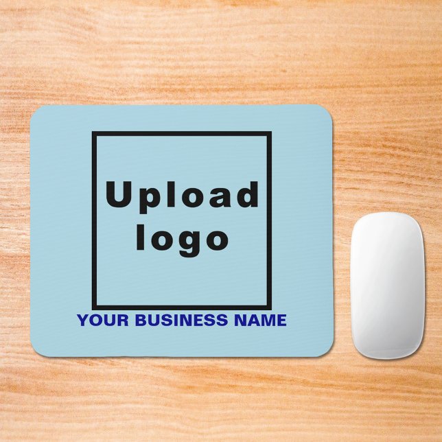 Business Namn och Logotyp på Light Blue Mouse Pad Musmatta (Build brand name awareness. Your business name and logo on light blue mousepad.)