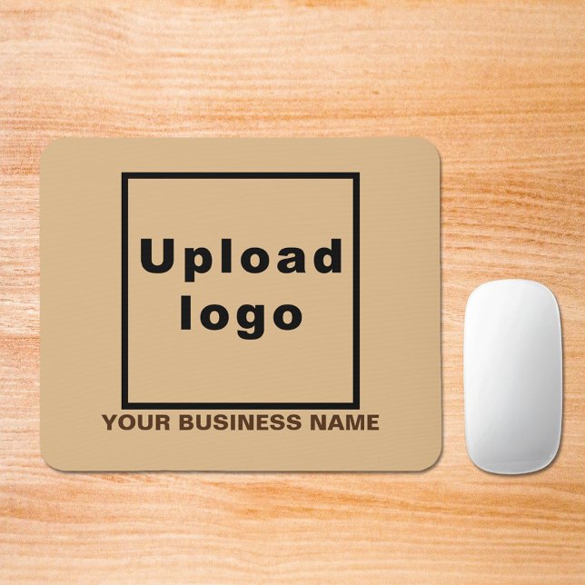 Business Namn och Logotyp på Light Brown Mouse Pad Musmatta (Build brand name awareness. Your business name and logo on light brown mousepad.)