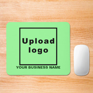 Business Namn och Logotyp på Ljust grönt musknapp Musmatta