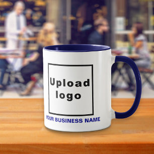 Business Namn och Logotyp på marinblått kombinatio Mugg