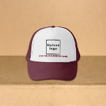 Business Namn och Logotyp på Maroon and White Keps<br><div class="desc">Truckerkeps som du kan anpassa för att sätta ditt företag i namn. Du kan ge ge det som en gåva till dina kunder. Du kan också inkludera den i ditt material från marknadsföring för att marknadsföra ditt företag eller i dina marknadsföringsprodukter för att marknadsföra ditt varumärke namn. Truckerkeps med ditt...</div>