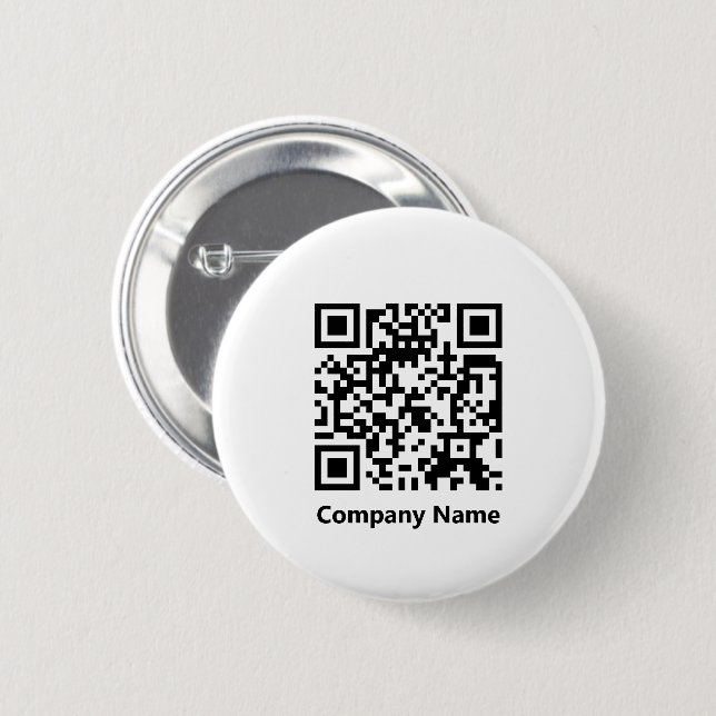 Business Namn och QR Code Black & White-mall Knapp (Framsida & baksida)